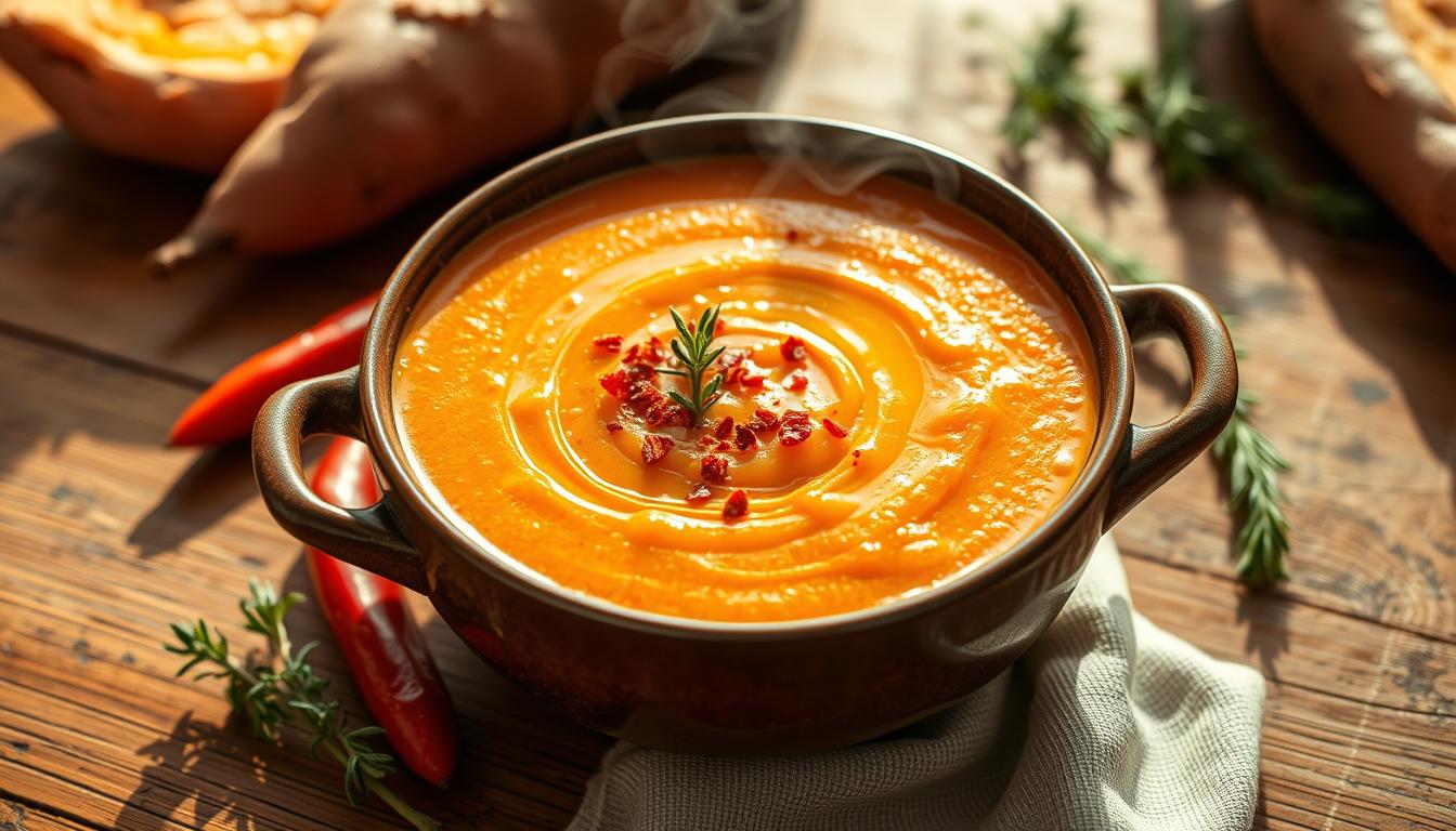 Creamy Roasted Red Pepper & Sweet Potato Soup