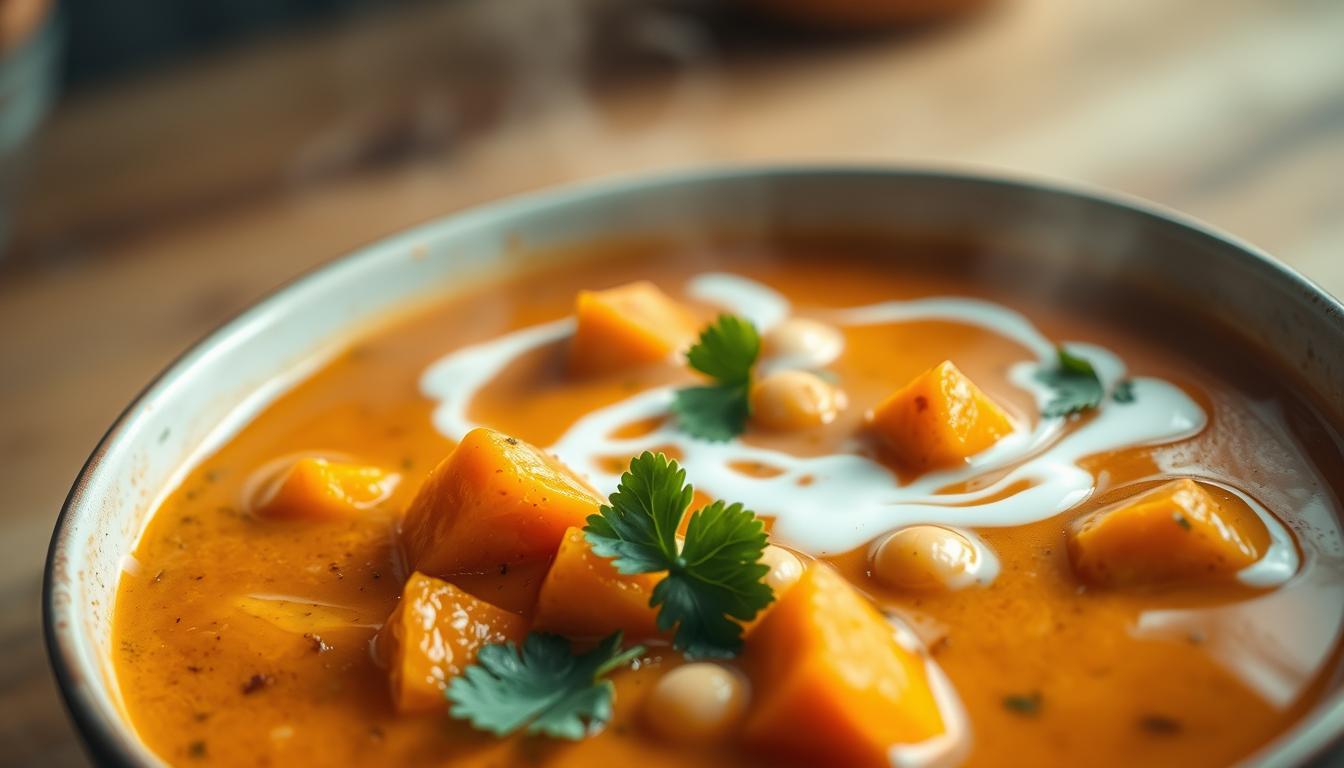 Curried Sweet Potato & Chickpea Soup