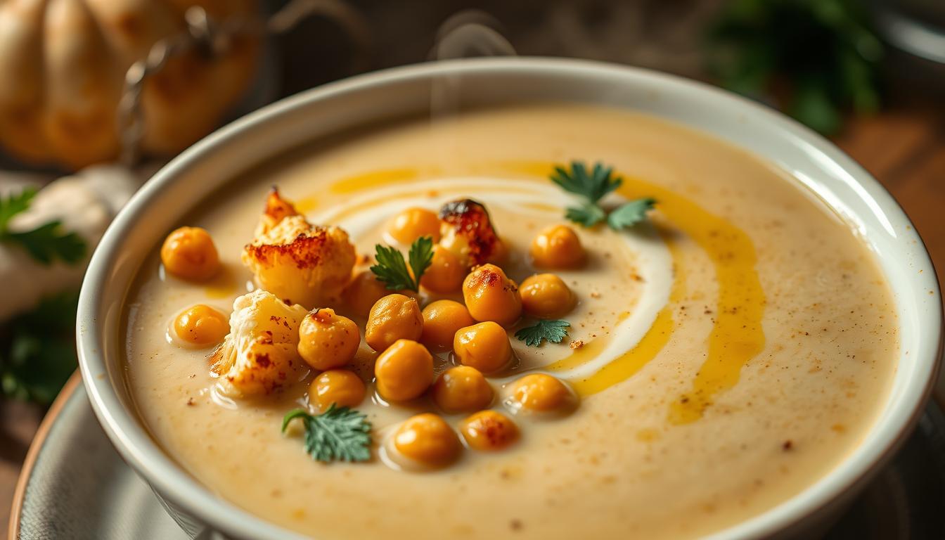 Roasted Cauliflower & Chickpea Soup