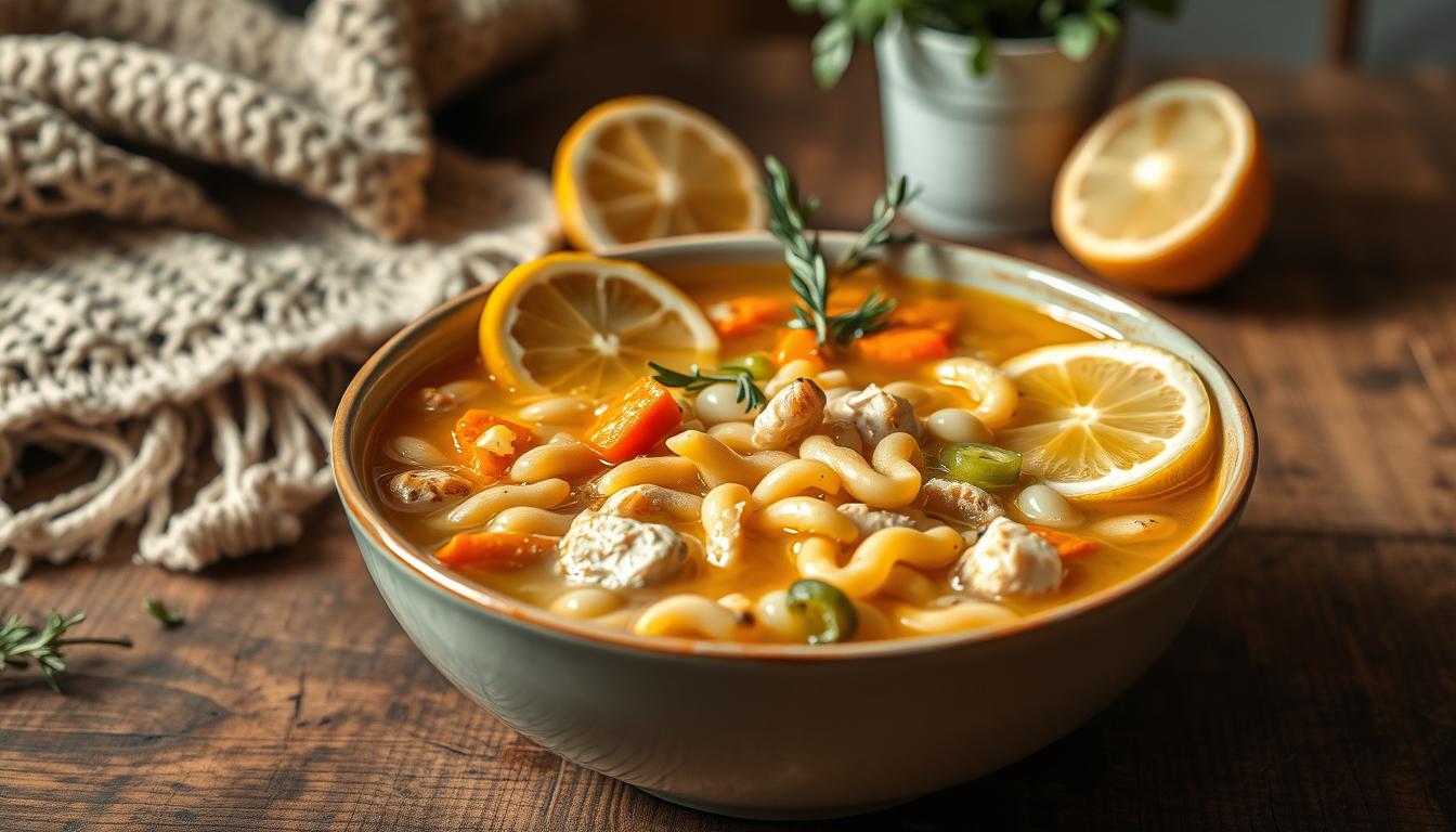 Slow Cooker Lemon Chicken Orzo Soup