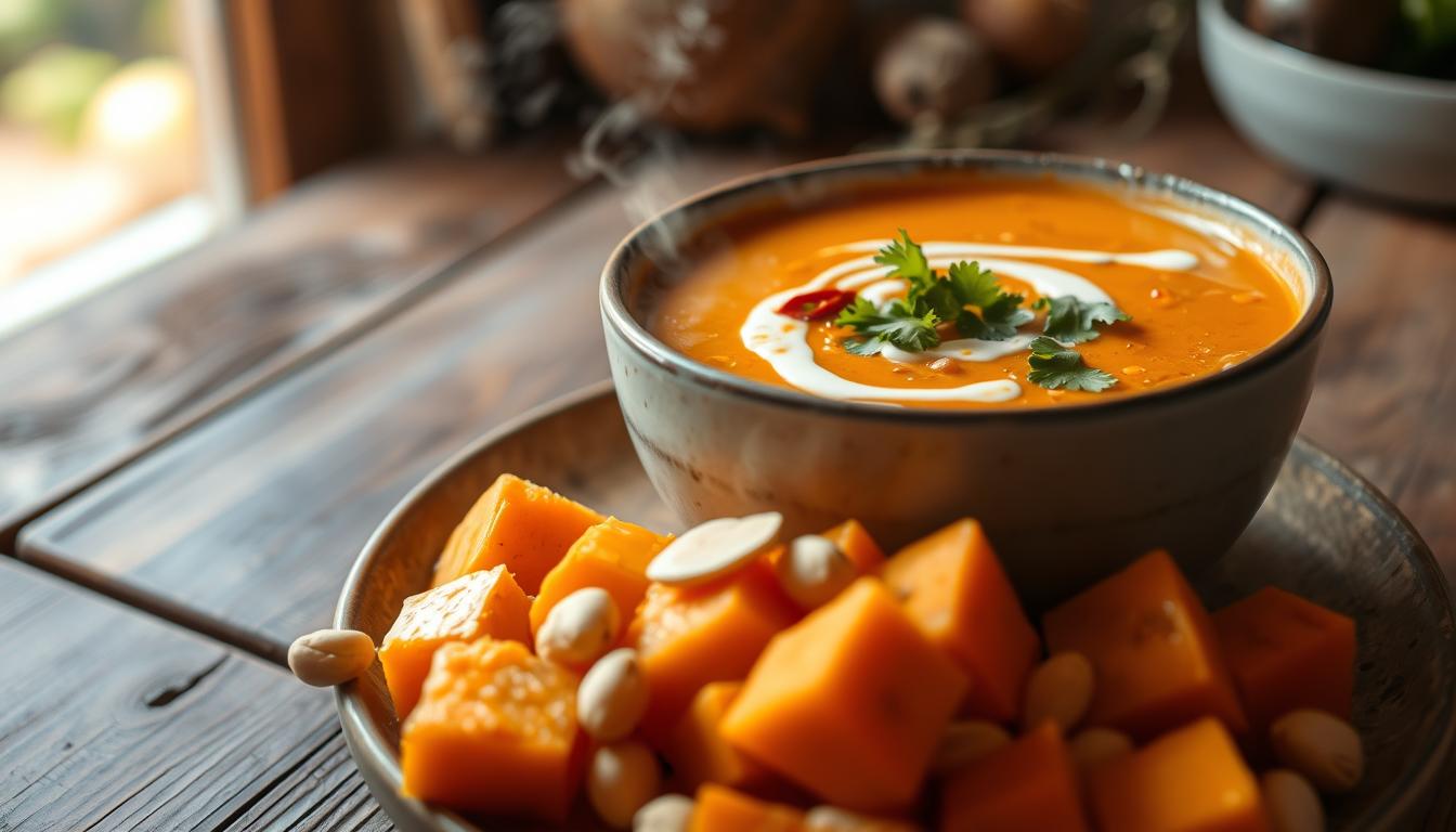 Spicy Thai Peanut & Sweet Potato Soup