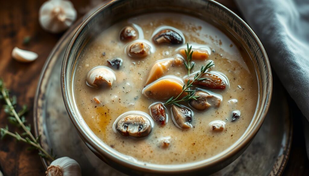 Garlic Roasted Mushroom Soup with Thyme