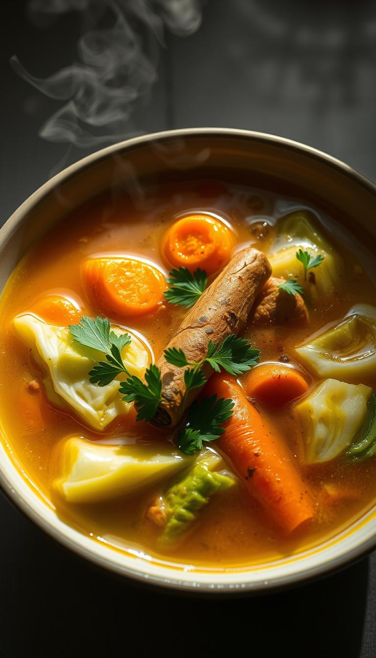 Cabbage, Carrot & Turmeric Detox Soup