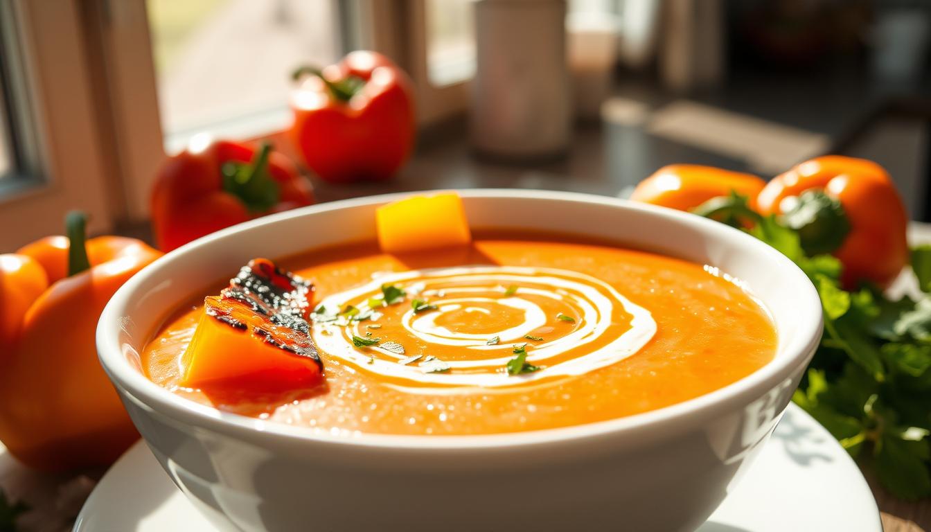 Summer Gazpacho with Grilled Peppers