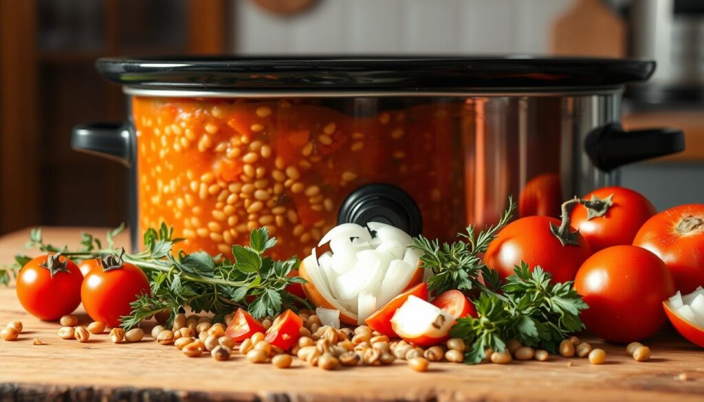 tomato and lentil soup​ - slow cooker tomato lentil stew